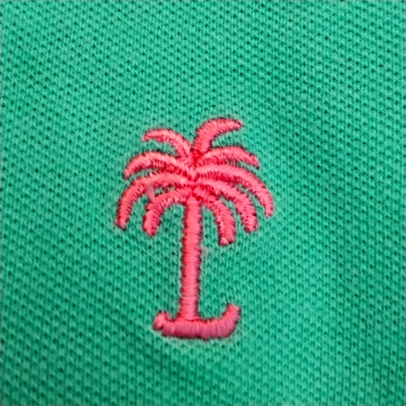 Lilly Pulitzer Island Polo Green & Pink Palm - M - Picture 5 of 7